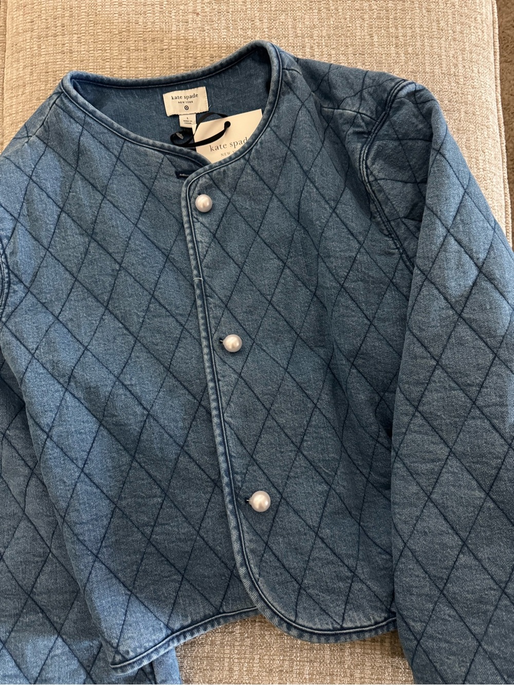 Kate Spade x Target Quilted Denim Jacket, NWT, Size L